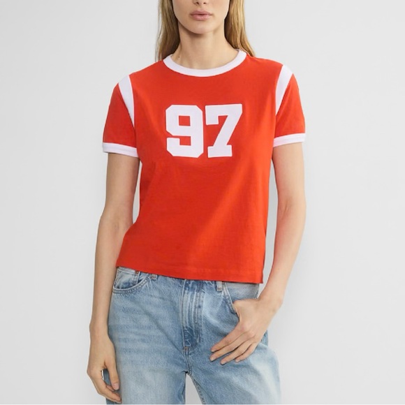 Aritzia Tops - Aritzia Tna Soft Feels All-time Jersey Crewneck T-Shirt with Varsity Graphic